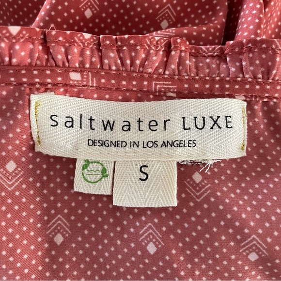 Saltwater Luxe Lena Mini Dress Ruffles Long Sleeves Front Tie Diamond Dotted - Picture 11 of 11